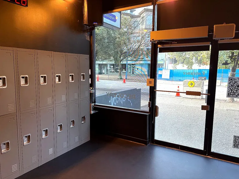 Lockers beside the entrance at the Coresa gym in North Vancouver