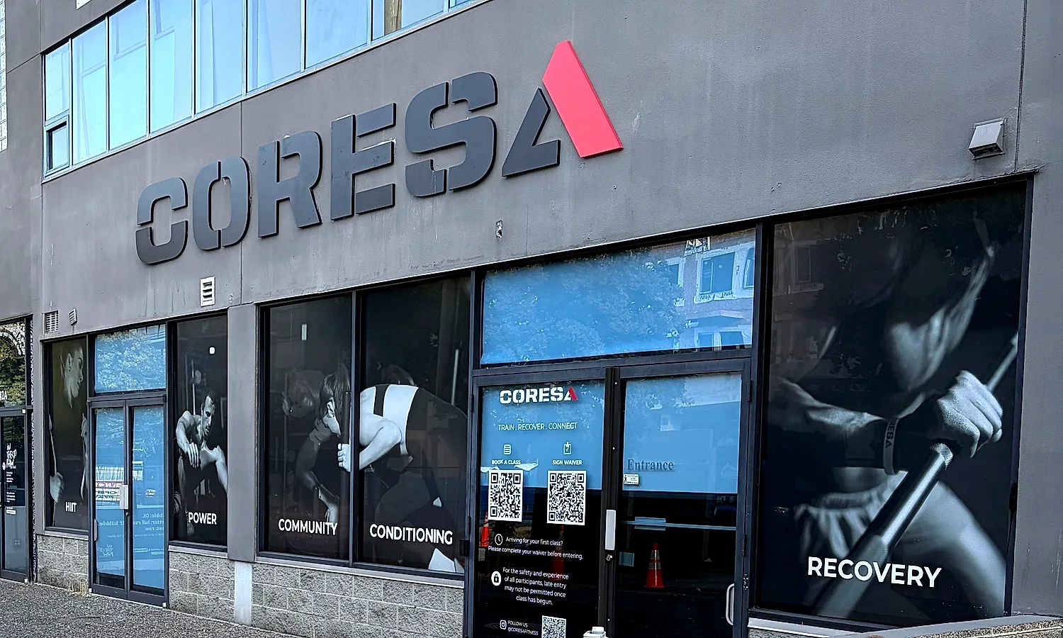 Entrance to the Coresa small group training and HIIT gym in Lower Lonsdale, North Vancouver